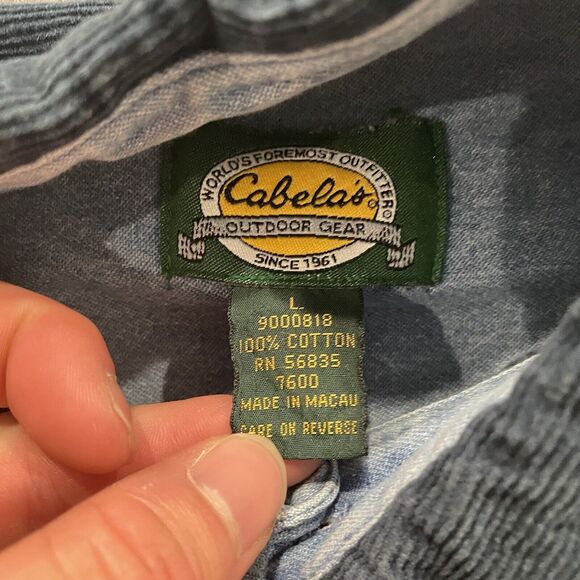 Vintage Cabelas Shirt Mens Large Corduroy Green Blue Long Sleeve Heavyweight - Picture 6 of 11